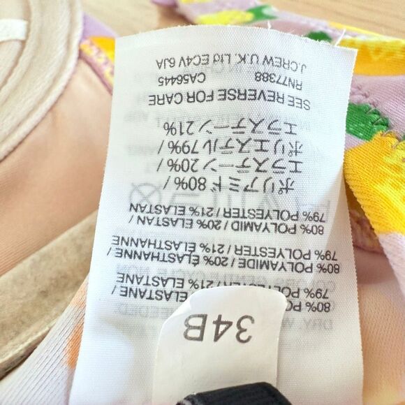 J.Crew Women Size 34B Bikini Top and Small Bikini Bottom Pink Lemon Print Bikini - Picture 9 of 14